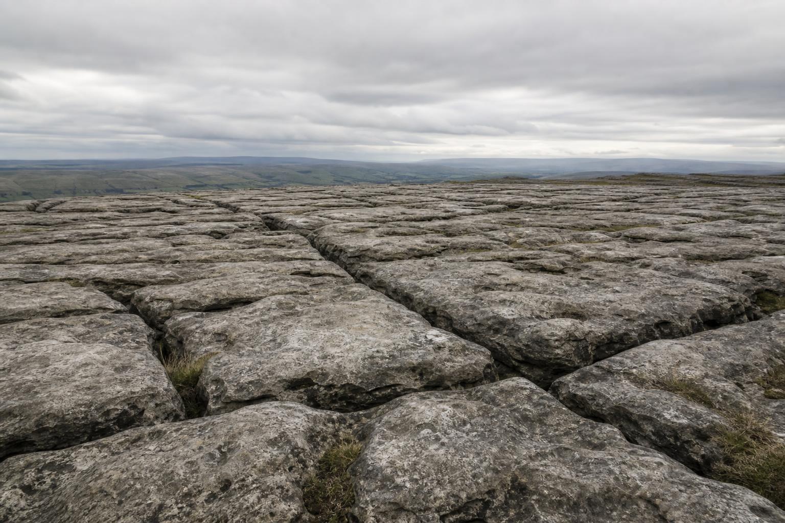 Limestone pavement with clints and grikes atop Malham Cove